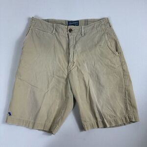 VTG Y2K Abercrombie & Fitch Distressed Faded Beige Chino Shorts‎ LOGO Mens 30